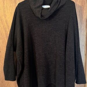 Deletta Dark Brown Cowl-Neck Dolman Sweater